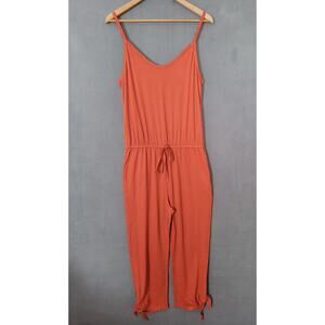 Logene Womens Spaghetti Strap Jumpsuit Slit Side Tie Legs Romper Large